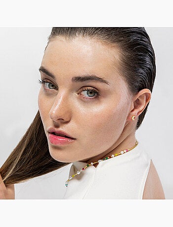 Boucles d'oreilles Luxenter en argent 925 et zircone brillante, finition or jaune 18 k - Luna