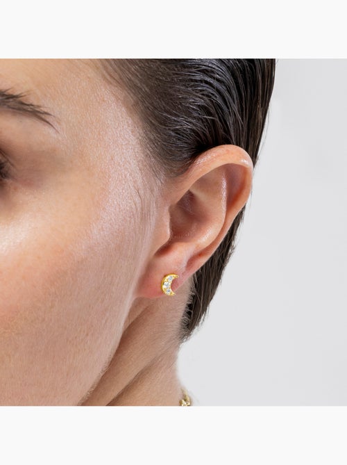 Boucles d'oreilles Luxenter en argent 925 et zircone brillante, finition or jaune 18 k - Luna - Kiabi Boucles d'oreilles Luxenter en argent 925 et zircone brillante, finition or jaune 18 k - Luna - Kiabi