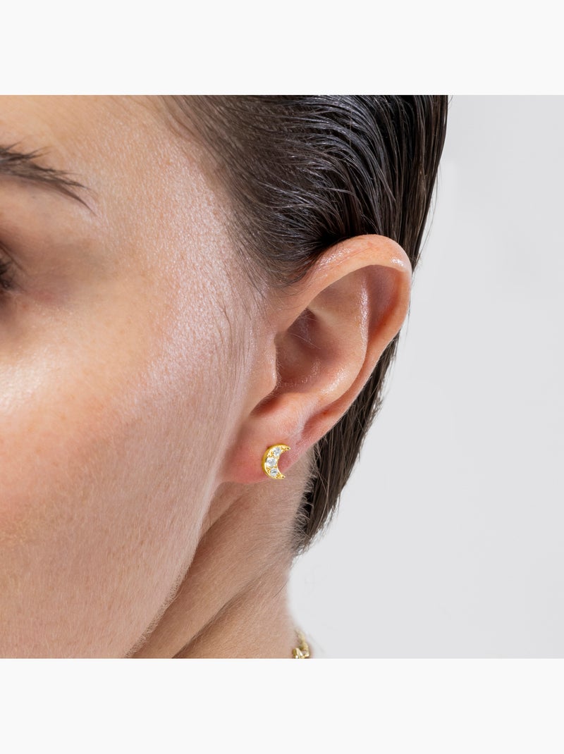 Boucles d'oreilles Luxenter en argent  925 et zircone brillante, finition or jaune 18 k - Luna Argent - Kiabi