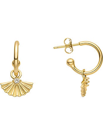 Boucles d'oreilles Luxenter en argent 925 et zircone brillante, finition or jaune 18 k - Matabak