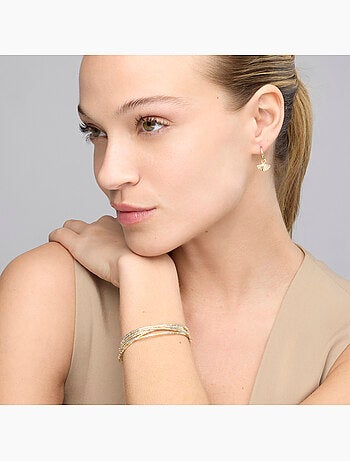Boucles d'oreilles Luxenter en argent 925 et zircone brillante, finition or jaune 18 k - Matabak