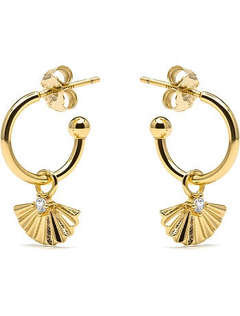 Boucles d'oreilles Luxenter en argent 925 et zircone brillante, finition or jaune 18 k - Matabak