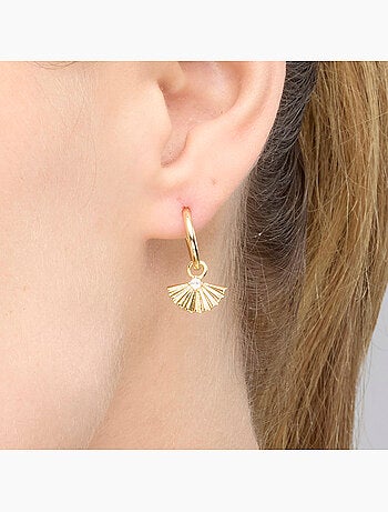 Boucles d'oreilles Luxenter en argent 925 et zircone brillante, finition or jaune 18 k - Matabak