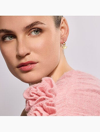 Boucles d'oreilles Luxenter en argent 925 et zircone brillante, finition or jaune 18 k - Matabak