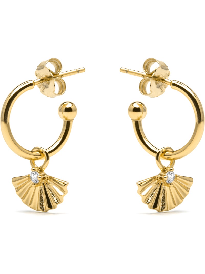 Boucles d'oreilles Luxenter en argent  925 et zircone brillante, finition or jaune 18 k - Matabak Argent - Kiabi