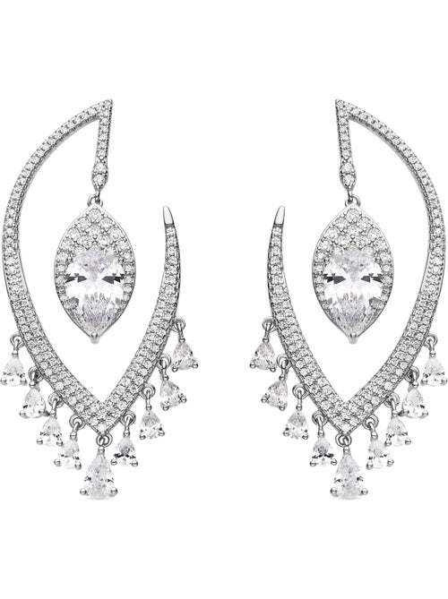 Boucles d'oreilles Luxenter en argent 925 et zircone brillante finition rhodium - Hakku - Kiabi