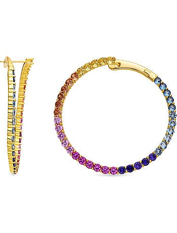 Boucles d'oreilles Luxenter en argent 925 et zircone multicolore finition or 18k - Axo