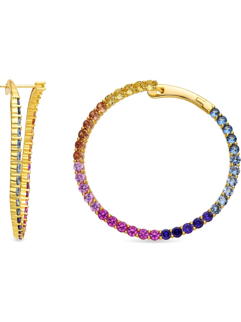 Boucles d'oreilles Luxenter en argent 925 et zircone multicolore finition or 18k - Axo Multicolore - Kiabi