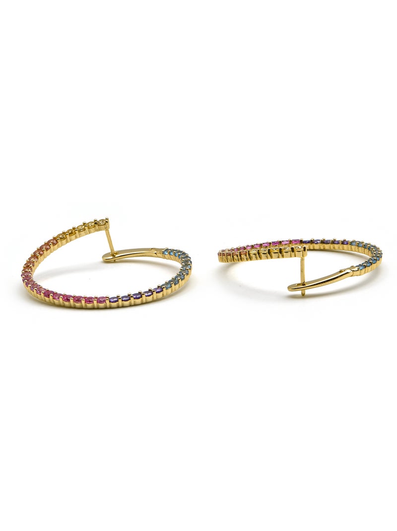 Boucles d'oreilles Luxenter en argent 925 et zircone multicolore finition or 18k - Axo Multicolore - Kiabi