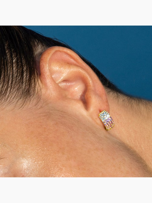 Boucles d'oreilles Luxenter en argent 925 et zircone rhodiée multicolore - Kibek - Kiabi
