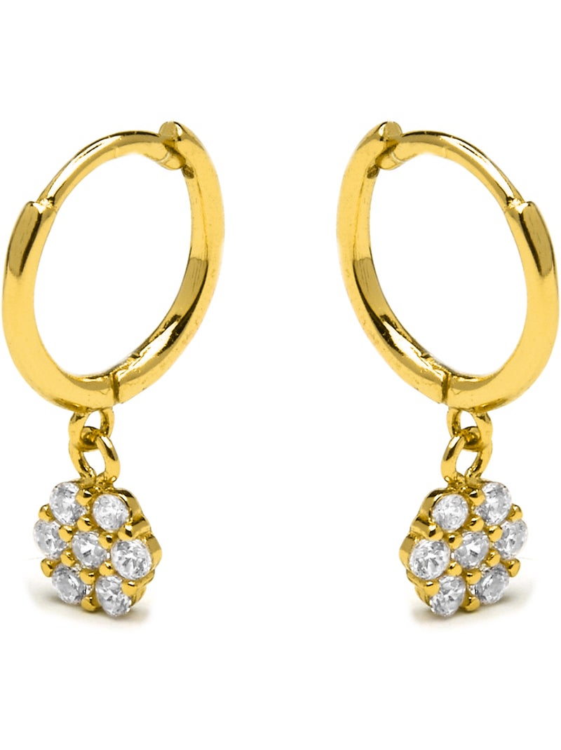 Boucles d'oreilles Luxenter en argent 925 et zirconia brillant finies et plaqué or 18k - Lipyo Blanc - Kiabi