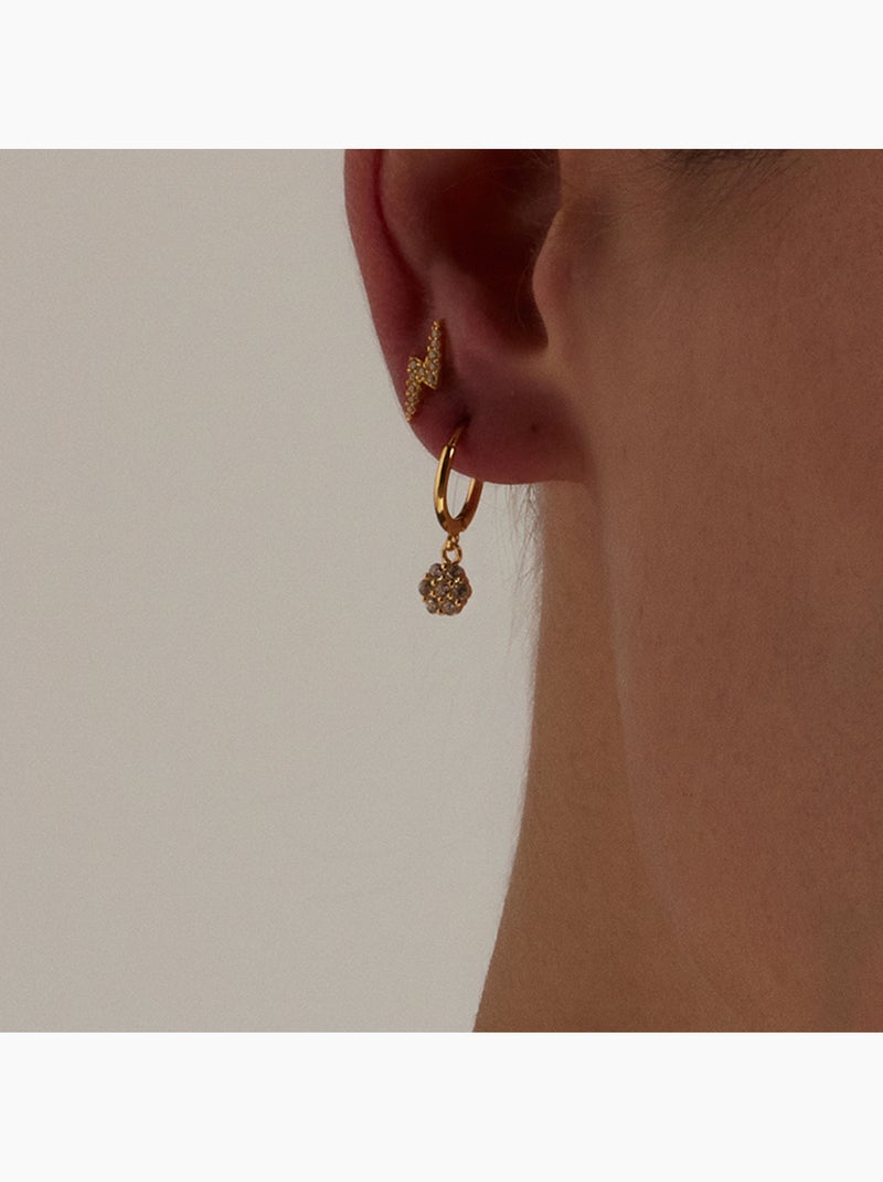 Boucles d'oreilles Luxenter en argent 925 et zirconia brillant finies et plaqué or 18k - Lipyo Blanc - Kiabi