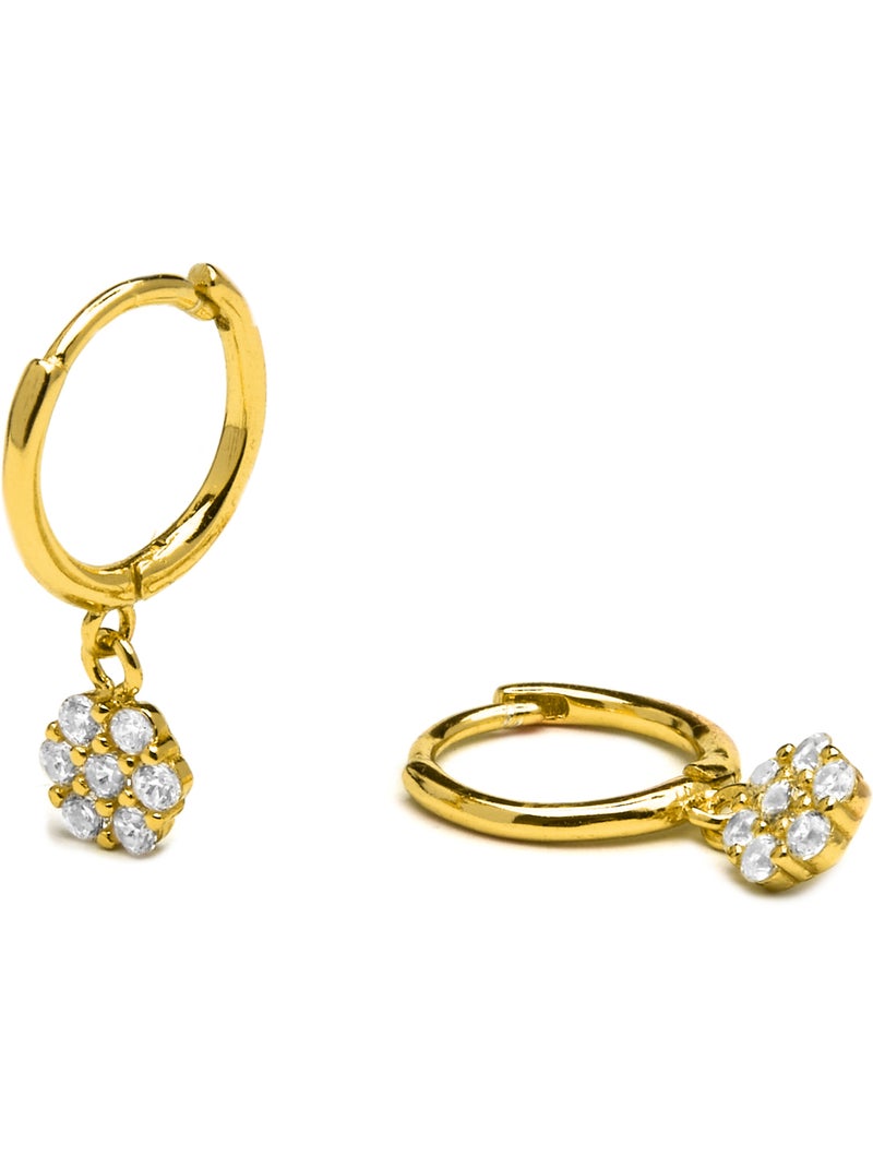 Boucles d'oreilles Luxenter en argent 925 et zirconia brillant finies et plaqué or 18k - Lipyo Blanc - Kiabi