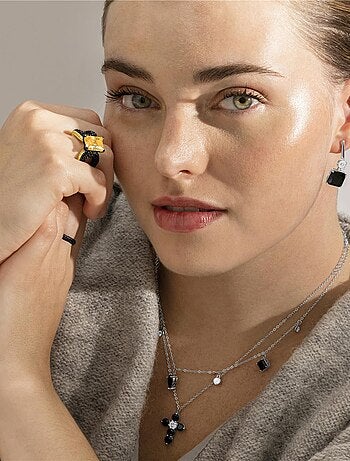 Boucles d'oreilles Luxenter en Argent 925 et Zirconia Onyx rhodié - Askuo