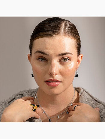 Boucles d'oreilles Luxenter en Argent 925 et Zirconia Onyx rhodié - Askuo