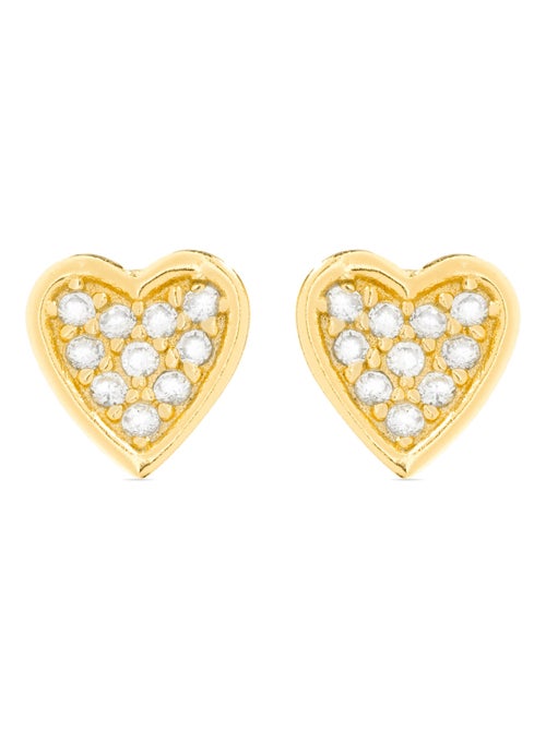 Boucles d'oreilles Luxenter en argent 925 et zirconium brillant finies en or jaune 18 carats - Coeur - Kiabi