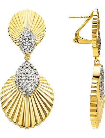 Boucles d'oreilles Luxenter en argent 925 et zirconium brillant finition or 18k - Drakfar