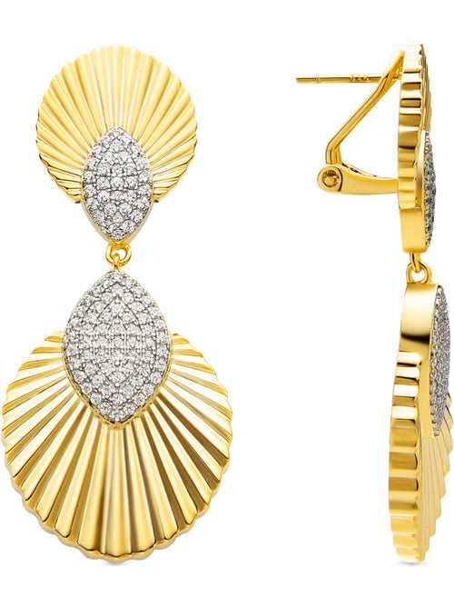 Boucles d'oreilles Luxenter en argent 925 et zirconium brillant finition or 18k - Drakfar - Kiabi