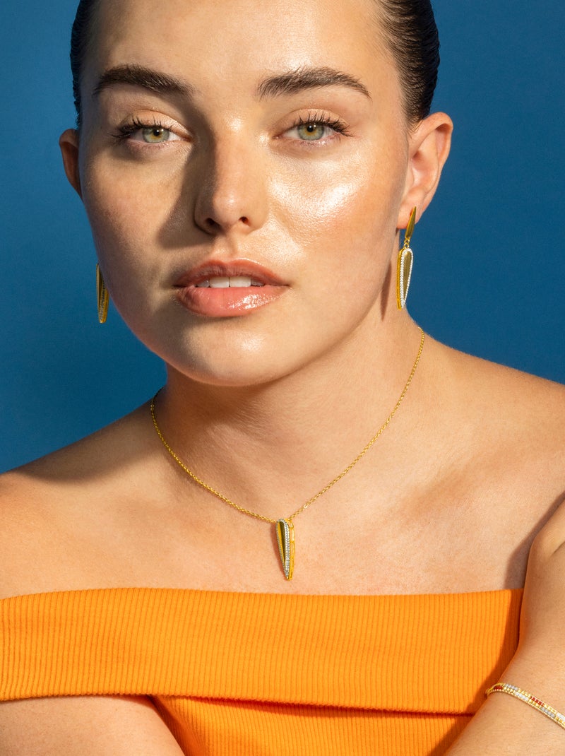 Boucles d'oreilles Luxenter en argent 925 et zirconium brillant finition or 18k - Omiya Blanc - Kiabi