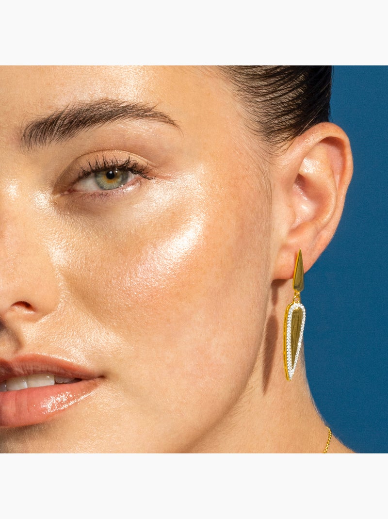 Boucles d'oreilles Luxenter en argent 925 et zirconium brillant finition or 18k - Omiya Blanc - Kiabi