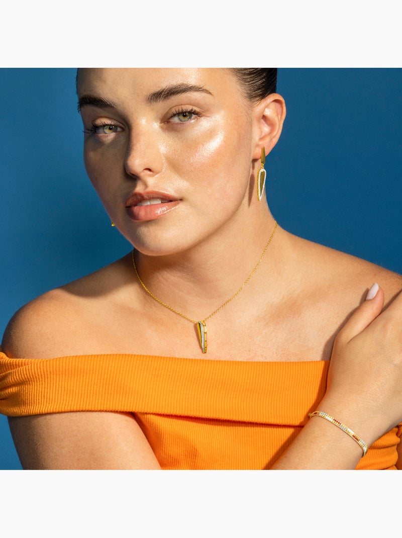 Boucles d'oreilles Luxenter en argent 925 et zirconium brillant finition or 18k - Omiya Blanc - Kiabi