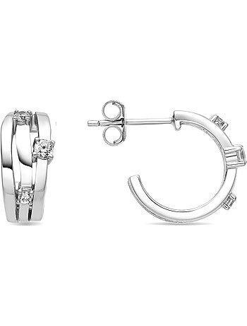 Boucles d'oreilles Luxenter en argent 925 et zirconium brillant plaqué Rhodium - Duvid