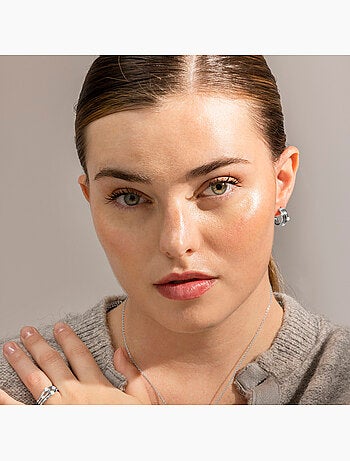 Boucles d'oreilles Luxenter en argent 925 et zirconium brillant plaqué Rhodium - Duvid