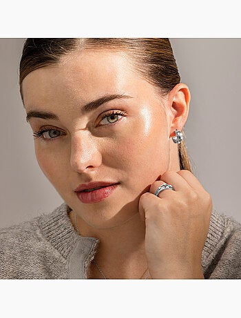 Boucles d'oreilles Luxenter en argent 925 et zirconium brillant plaqué Rhodium - Duvid