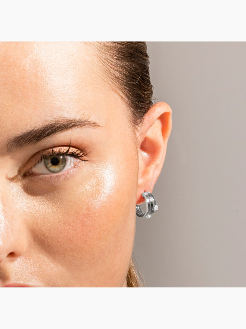 Boucles d'oreilles Luxenter en argent 925 et zirconium brillant plaqué Rhodium - Duvid Argent - Kiabi