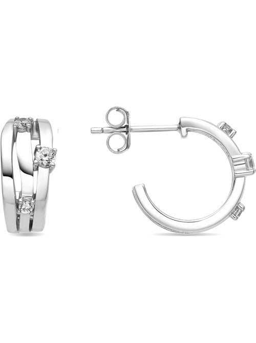 Boucles d'oreilles Luxenter en argent 925 et zirconium brillant plaqué Rhodium - Duvid - Kiabi