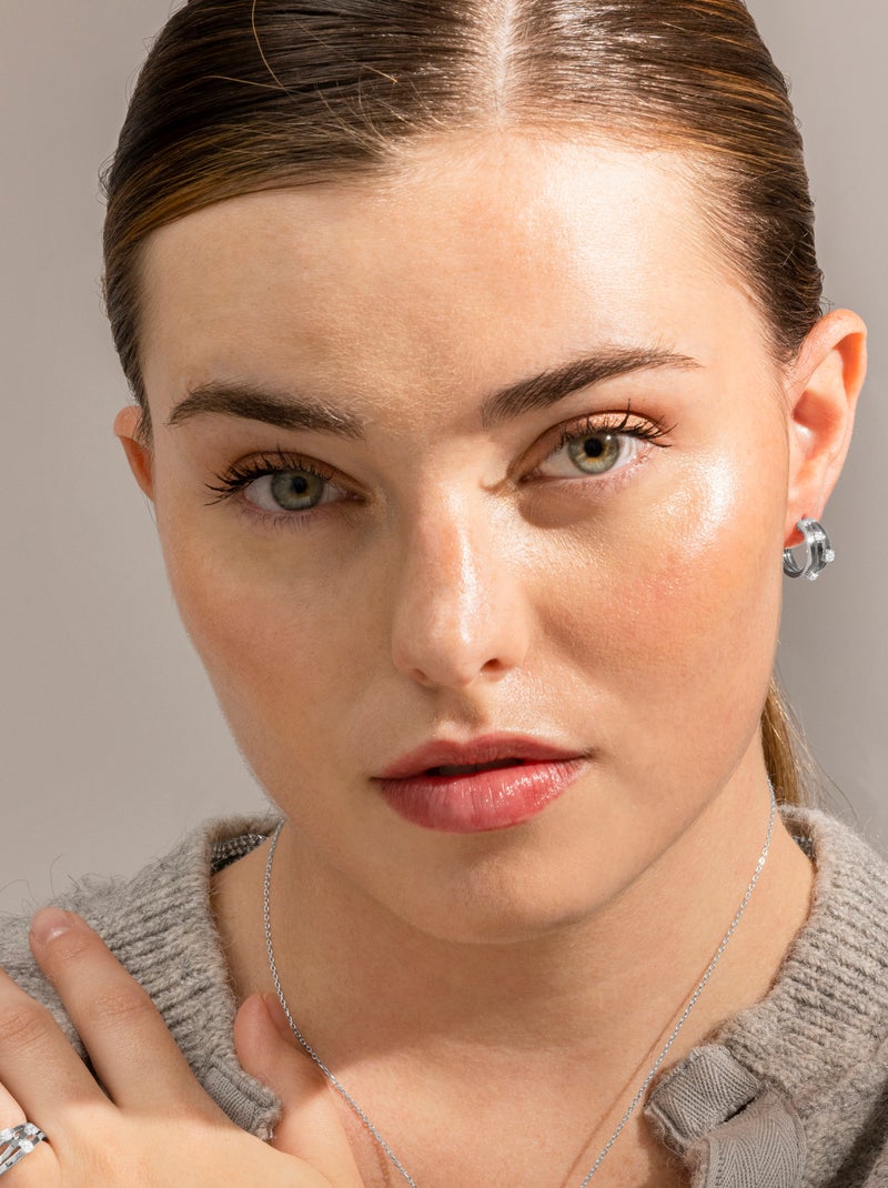 Boucles d'oreilles Luxenter en argent 925 et zirconium brillant plaqué Rhodium - Duvid Blanc - Kiabi