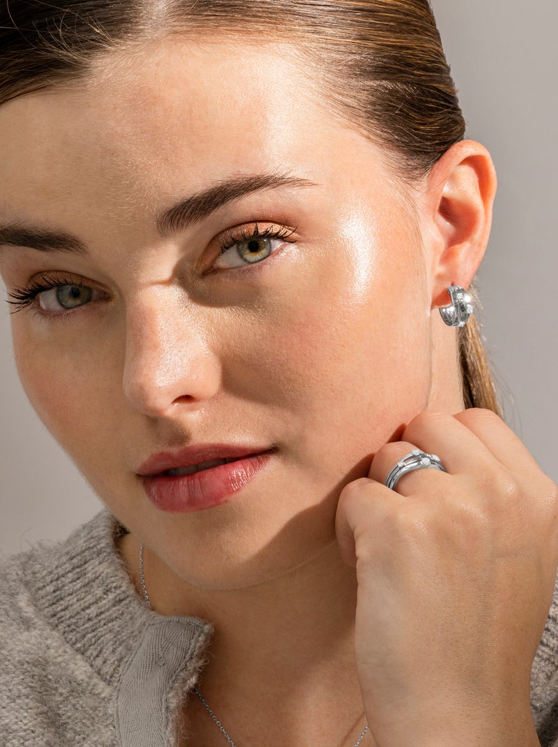 Boucles d'oreilles Luxenter en argent 925 et zirconium brillant plaqué Rhodium - Duvid Blanc - Kiabi