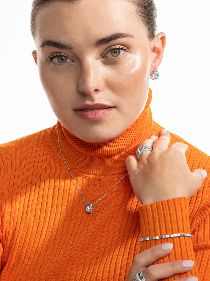 Boucles d'oreilles Luxenter en argent 925 et zirconium brillant plaqué Rhodium - Duvid Blanc - Kiabi