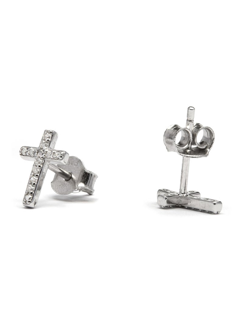 Boucles d'oreilles Luxenter en argent 925 et zirconium brillant plaqué rhodium - Zudis Blanc - Kiabi