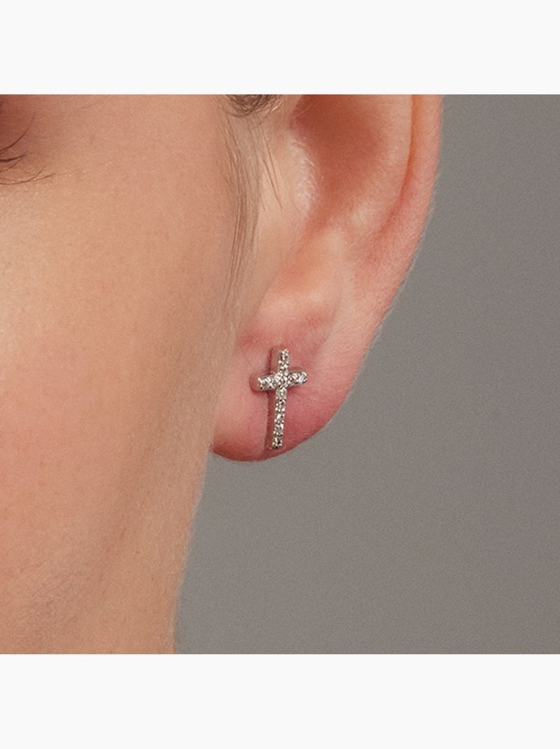 Boucles d'oreilles Luxenter en argent 925 et zirconium brillant plaqué rhodium - Zudis Blanc - Kiabi