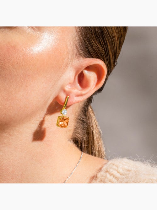 Boucles d'oreilles Luxenter en argent 925 et zirconium champagne plaqué or 18k - Askuo - Kiabi