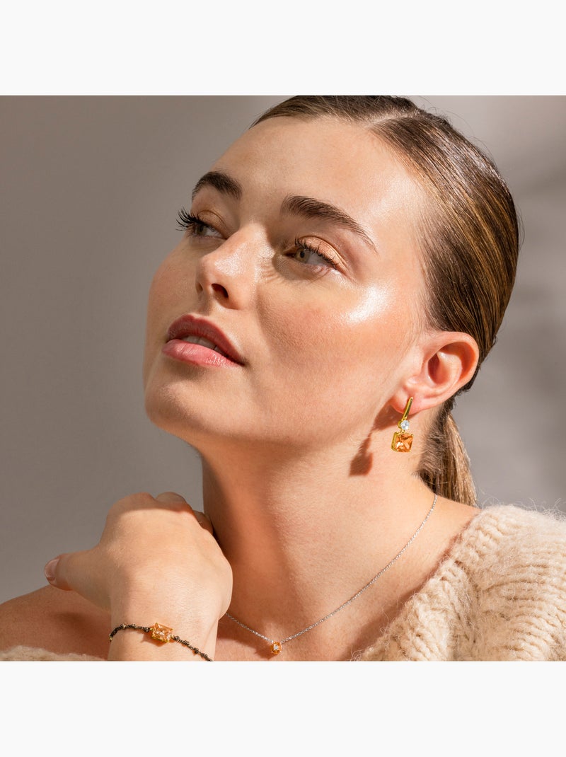Boucles d'oreilles Luxenter en argent 925 et zirconium champagne plaqué or 18k - Askuo Orange - Kiabi