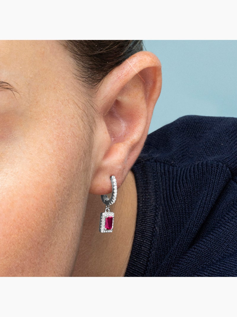 Boucles d'oreilles Luxenter en argent 925 et zirconium plaqué rhodium - Koiesa Rouge - Kiabi