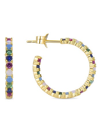 Boucles d'oreilles Luxenter en argent 925 zircon multicolore et finition et plaqué or 18k-Azarlo