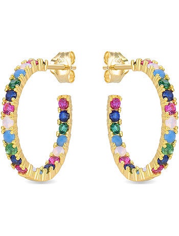 Boucles d'oreilles Luxenter en argent 925 zircon multicolore et finition et plaqué or 18k-Azarlo