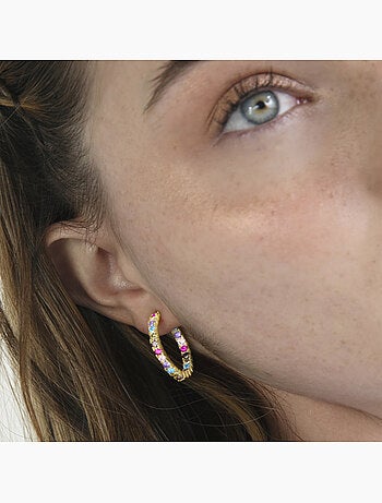 Boucles d'oreilles Luxenter en argent 925 zircon multicolore et finition et plaqué or 18k-Azarlo