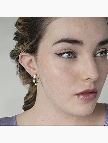 Boucles d'oreilles Luxenter en argent 925 zircon multicolore et finition et plaqué or 18k-Azarlo