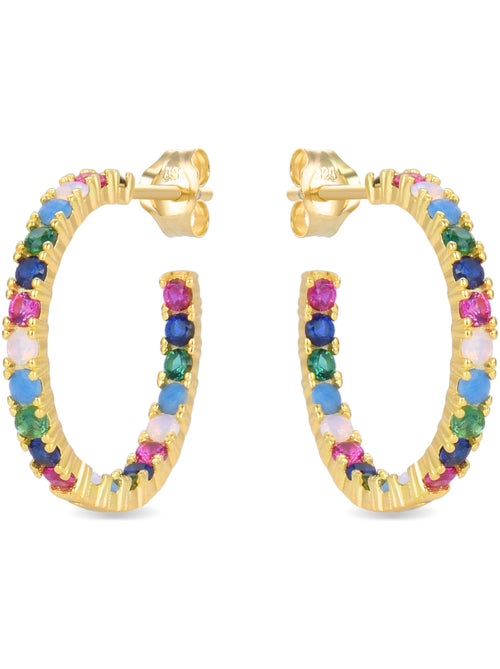 Boucles d'oreilles Luxenter en argent 925  zircon multicolore et finition et plaqué or 18k-Azarlo - Kiabi