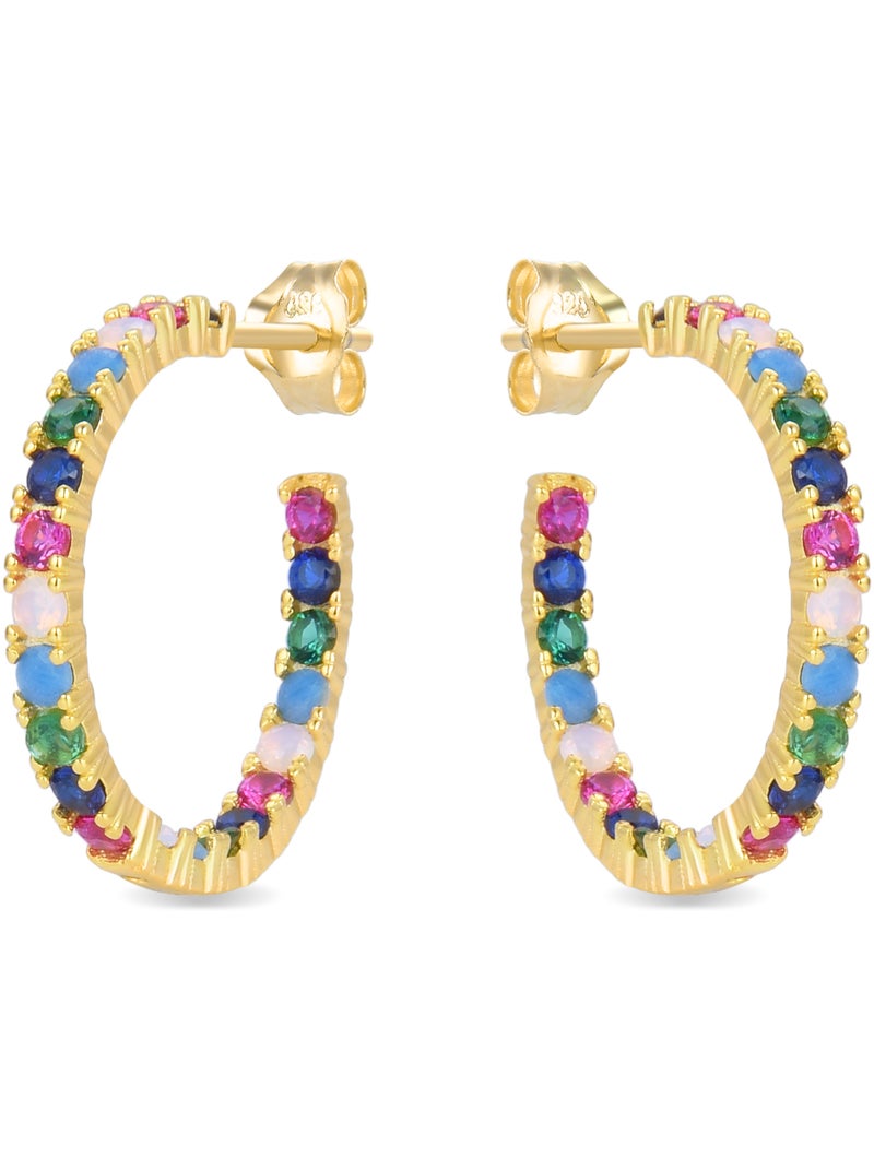 Boucles d'oreilles Luxenter en argent 925  zircon multicolore et finition et plaqué or 18k-Azarlo Multicolore - Kiabi