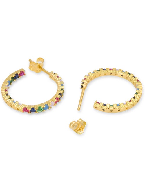 Boucles d'oreilles Luxenter en argent 925  zircon multicolore et finition et plaqué or 18k-Azarlo - Kiabi