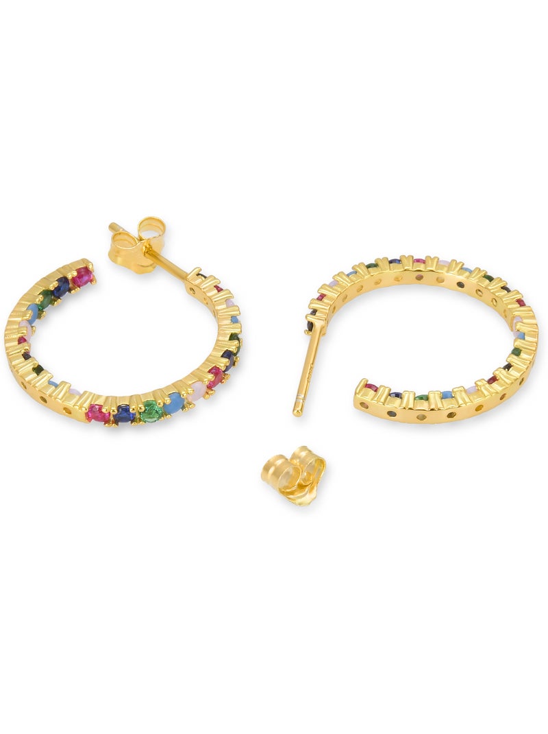 Boucles d'oreilles Luxenter en argent 925  zircon multicolore et finition et plaqué or 18k-Azarlo Multicolore - Kiabi