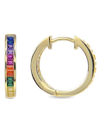 Boucles d'oreilles Luxenter en argent 925 zircon multicolore et finition et plaqué or 18k-Tuhato