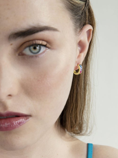 Boucles d'oreilles Luxenter en argent 925  zircon multicolore et finition et plaqué or 18k-Tuhato - Kiabi