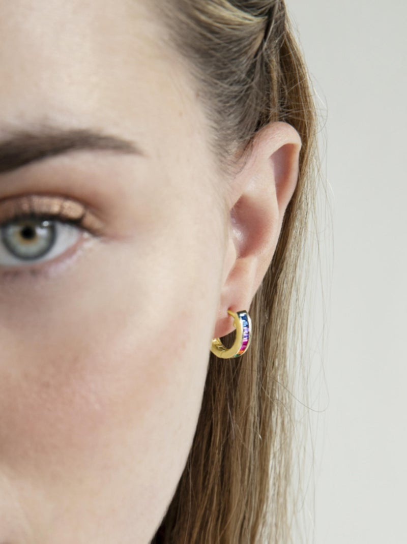 Boucles d'oreilles Luxenter en argent 925  zircon multicolore et finition et plaqué or 18k-Tuhato Multicolore - Kiabi