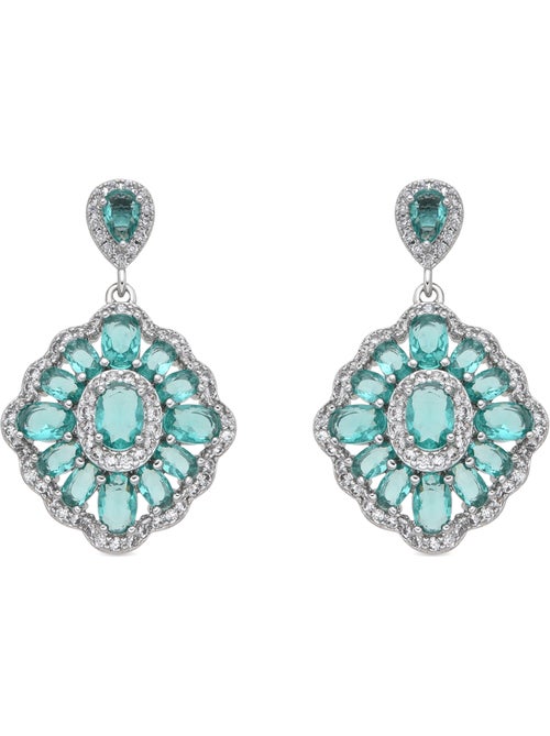 Boucles d'oreilles Luxenter en argent et quartz hydrothermal vert de Paraiba - Rirai - Kiabi
